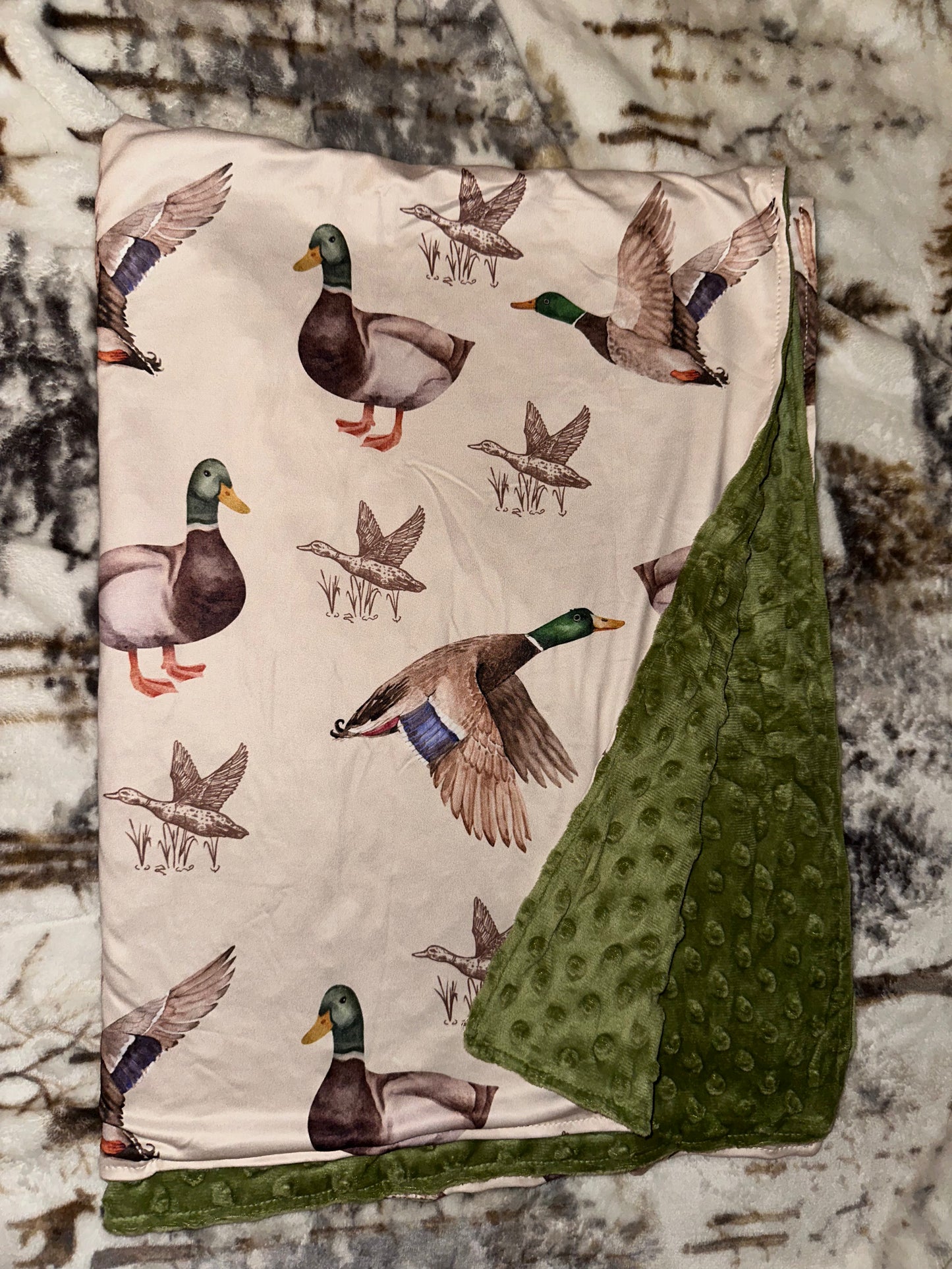 Baby Olive Minky Duck Blanket