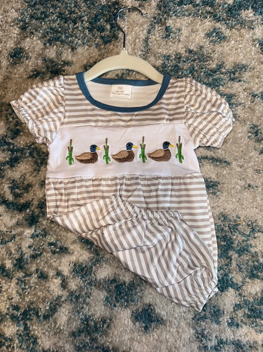 Baby Girl Duck Appliqué Onesie