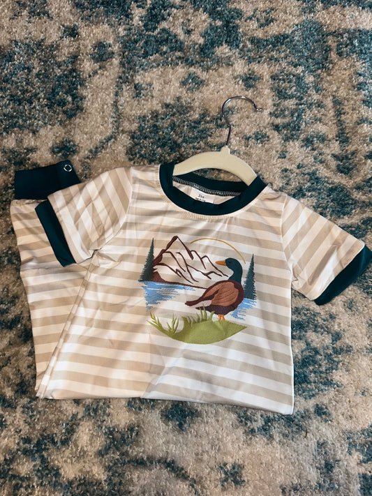 Baby Boy Duck Stripe Romper