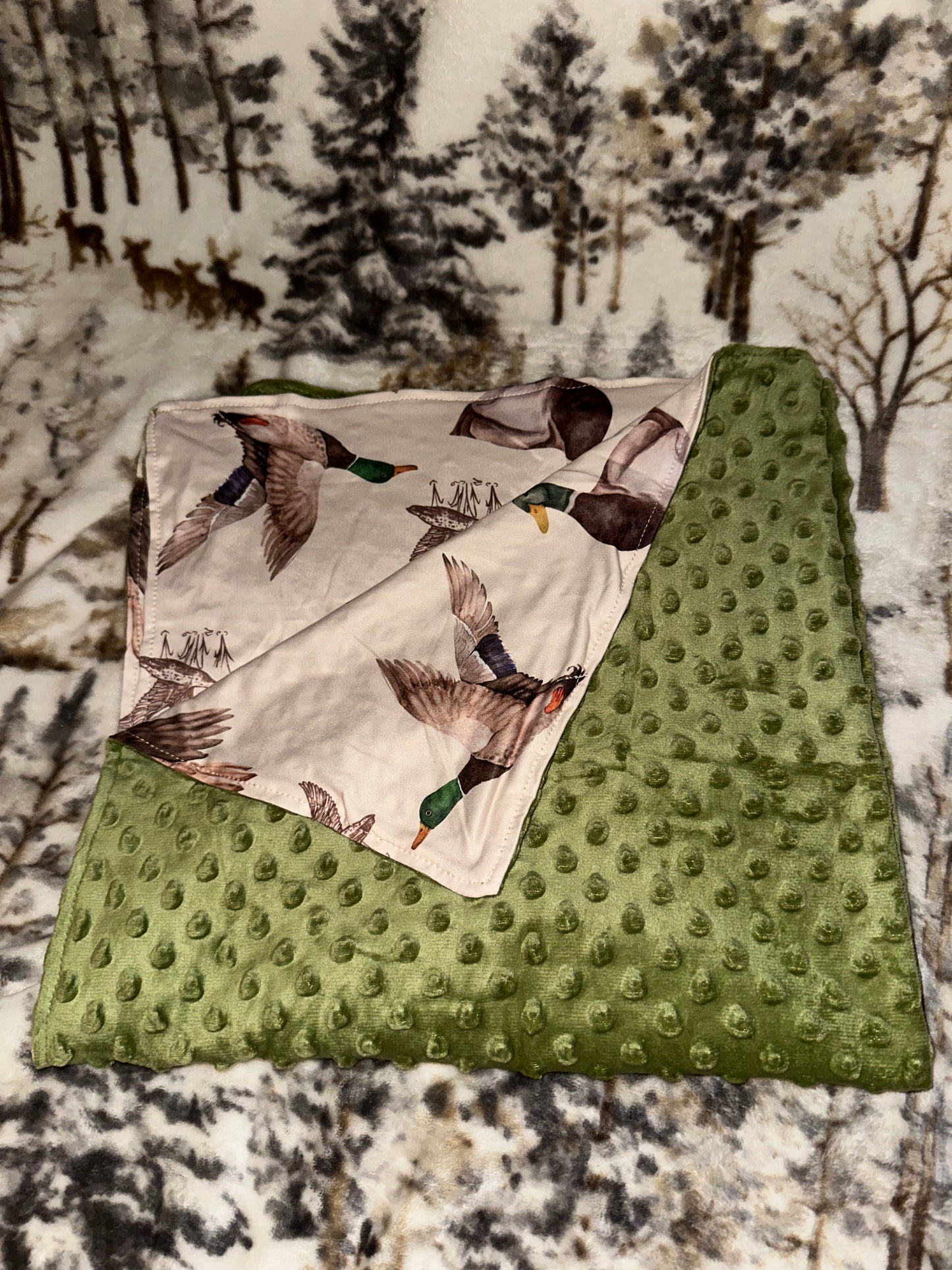 Baby Olive Minky Duck Blanket